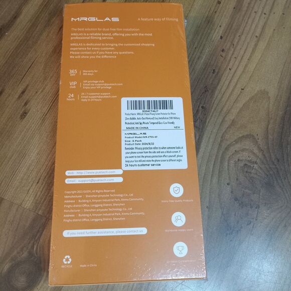 MRGLAS 3 Packs for iPhone 16 Pro Max Privacy Screen Protector 6.9'', Zero... - Picture 2 of 7